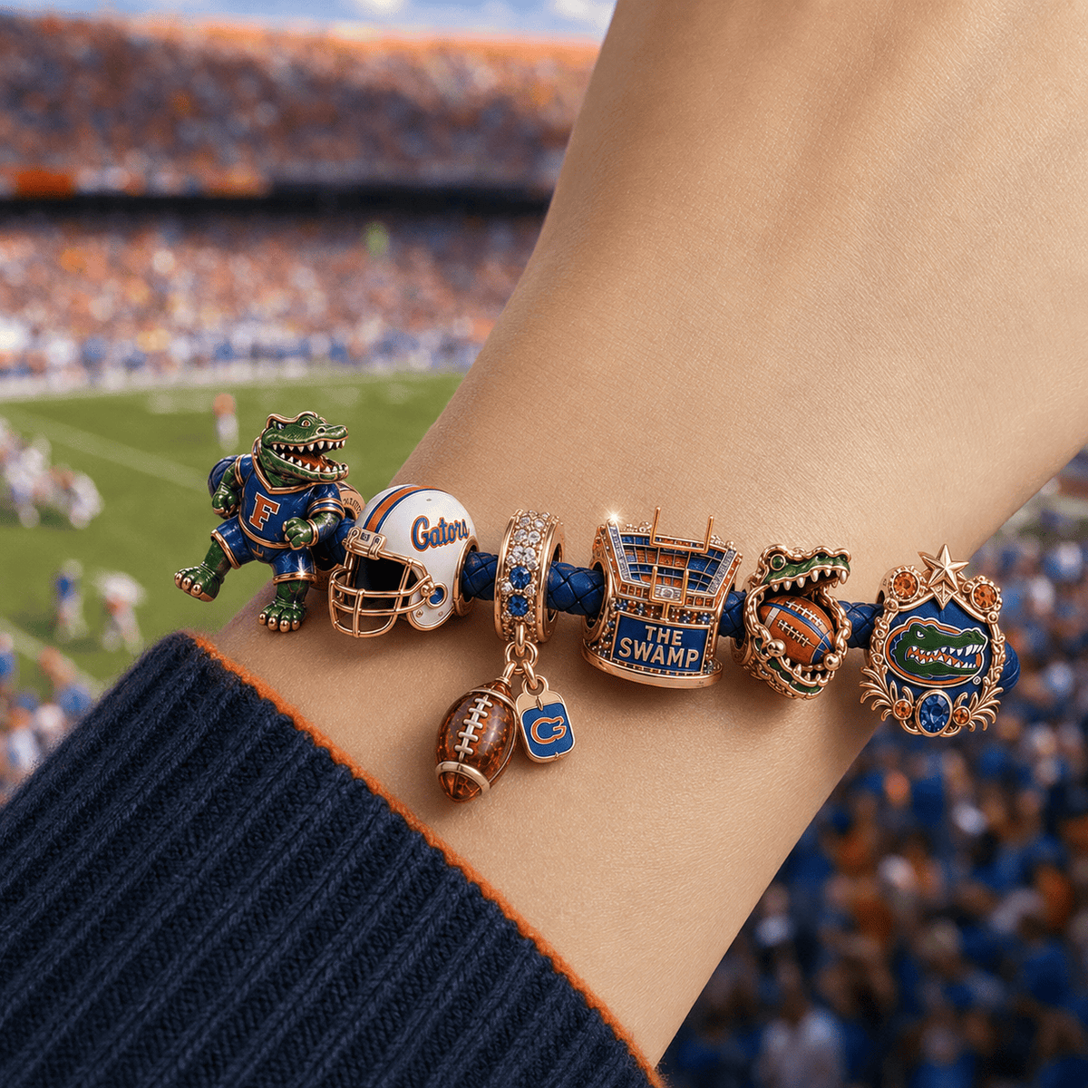 FGT round braided leather cord Charm Bracelet Set NHVH