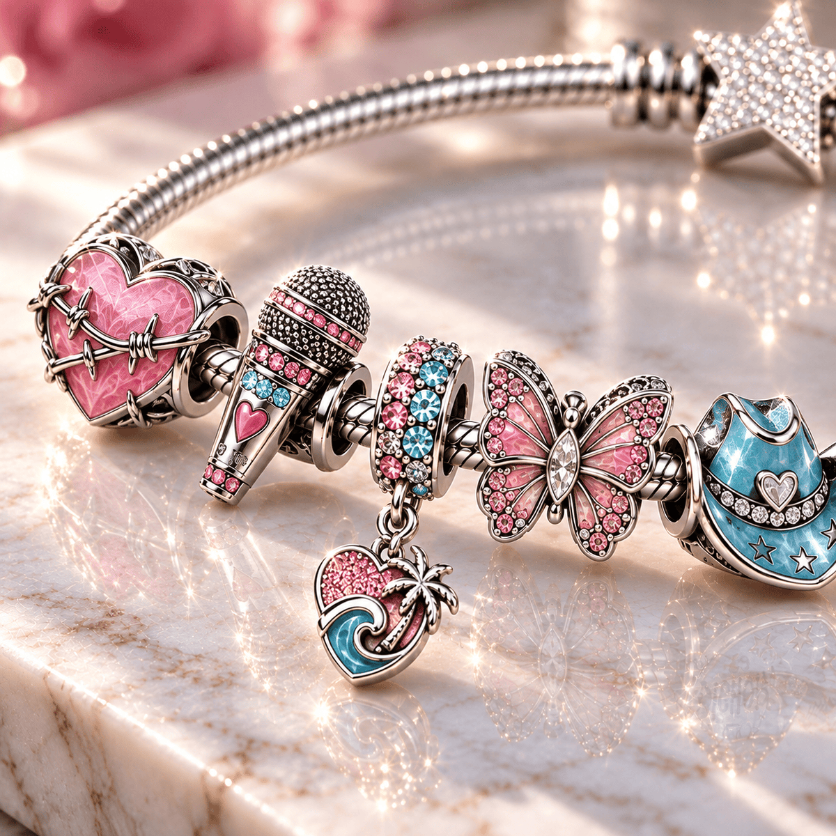 KRG Silver Charm Bracelet Set BMD