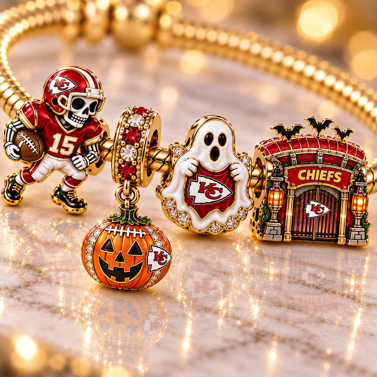 KCC Gold Charm Bracelet Set NHVH