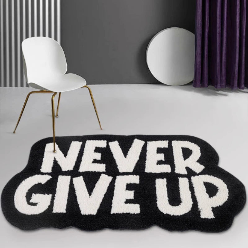 VIKAMA NEVER GIVE UP Carpet Encouragement Rug For Bedroom Living Room Carpet Door Mat Bedside Rug Soft Floor Mat Home Decoration
